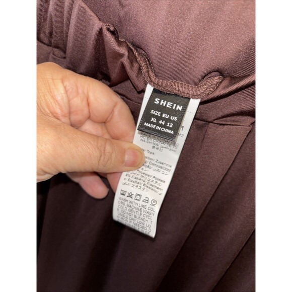 SHEIN Two Piece Set Crop Top Wide Leg Pants Women XL Cozy Knit Chocolate Brown - Picture 8 of 10